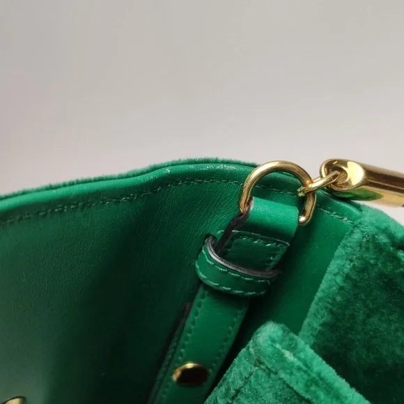 Green Velvet Designer Shoulder Bag - Picture 13 of 14